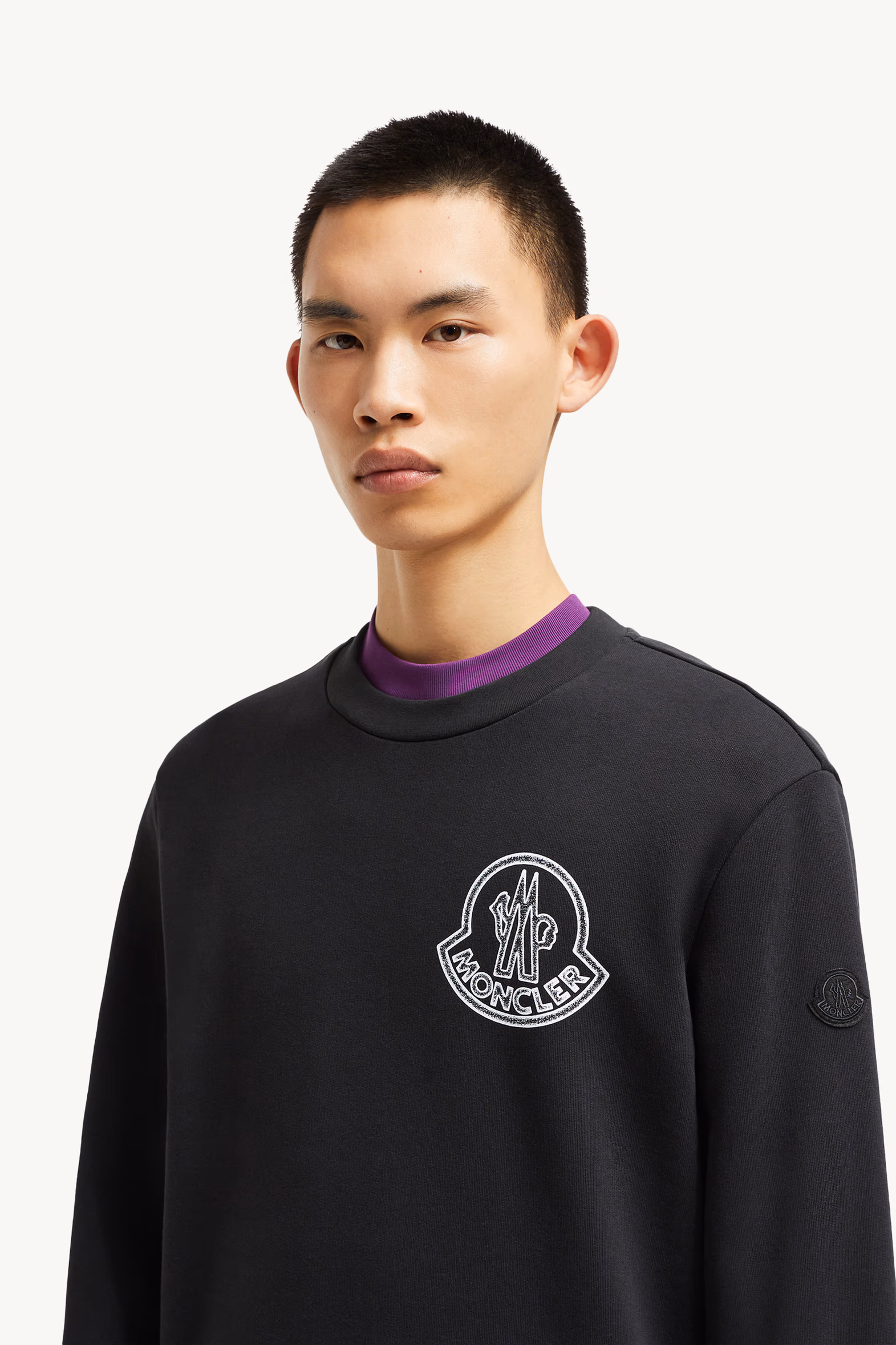 Logo Cotton Sweatshirt Men Black Moncler 4